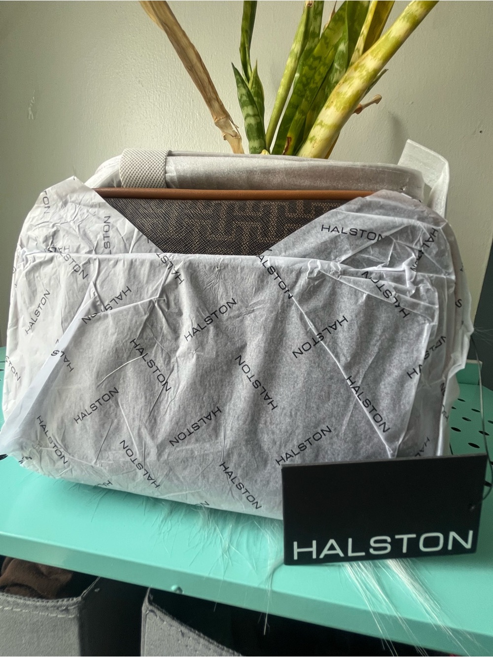 HALSTON $128 retail NWT Clara Signature Logo Top Zip Crossbody in Brown/Oak. 🤎 - Picture 8 of 9